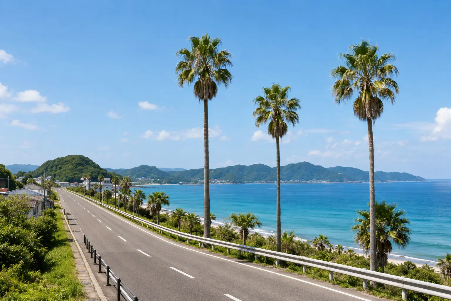 糸島の海沿いを走る道路のイメージ